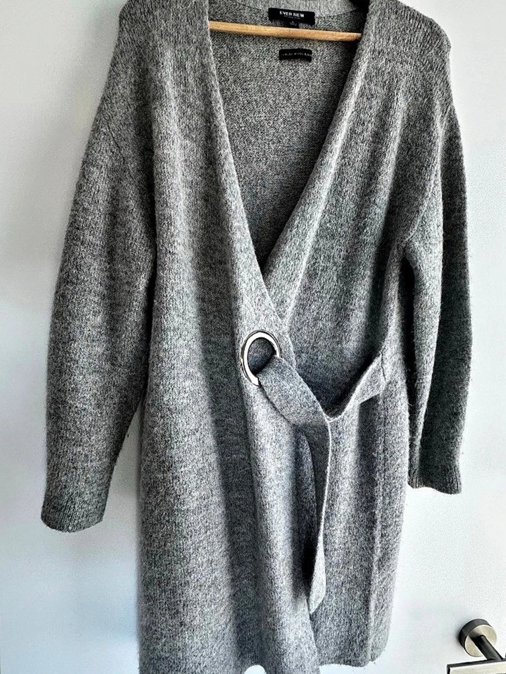 Ever New Gray Wool Blend Wrap Cardigan